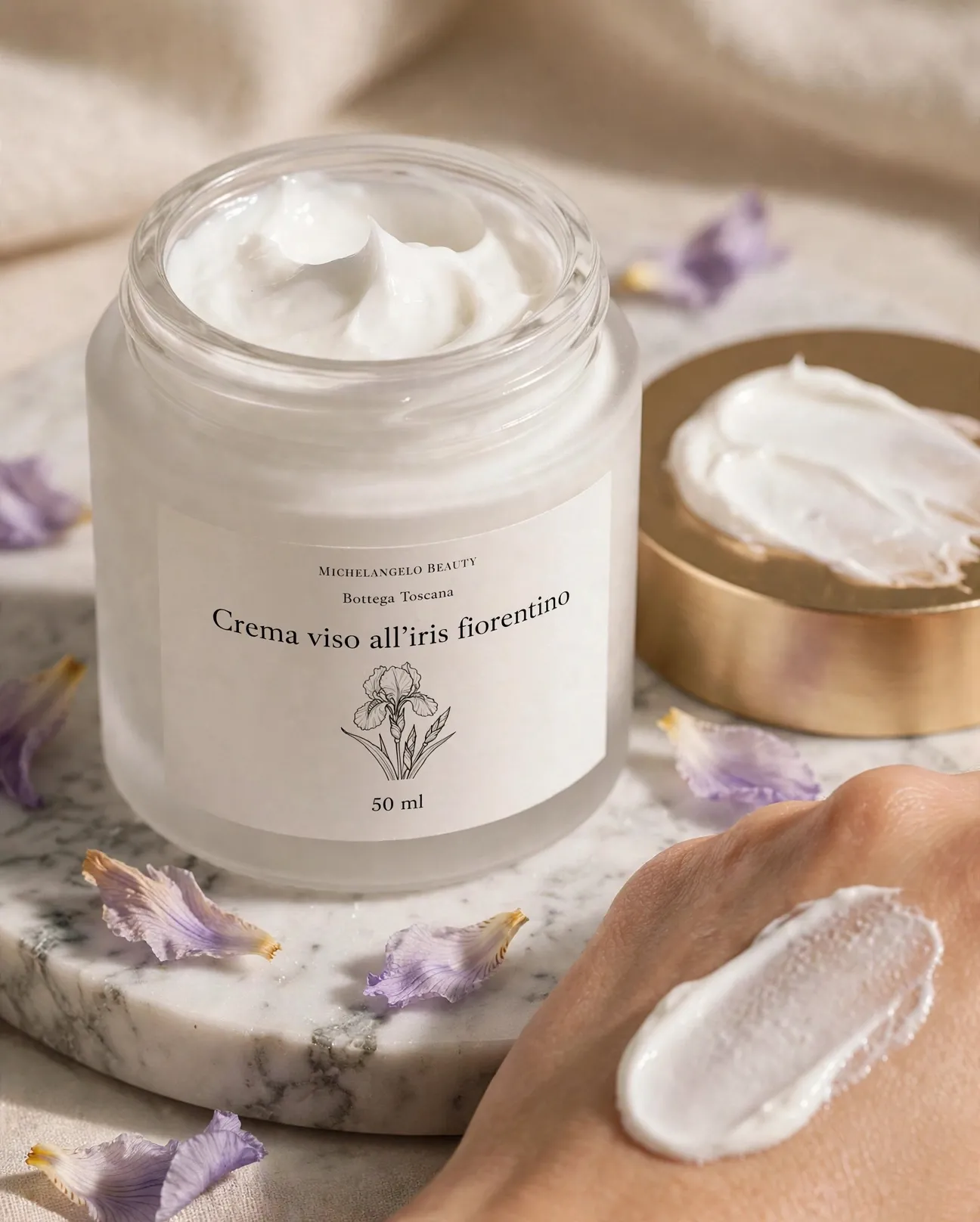 Crema viso all'iris fiorentino, dettaglio