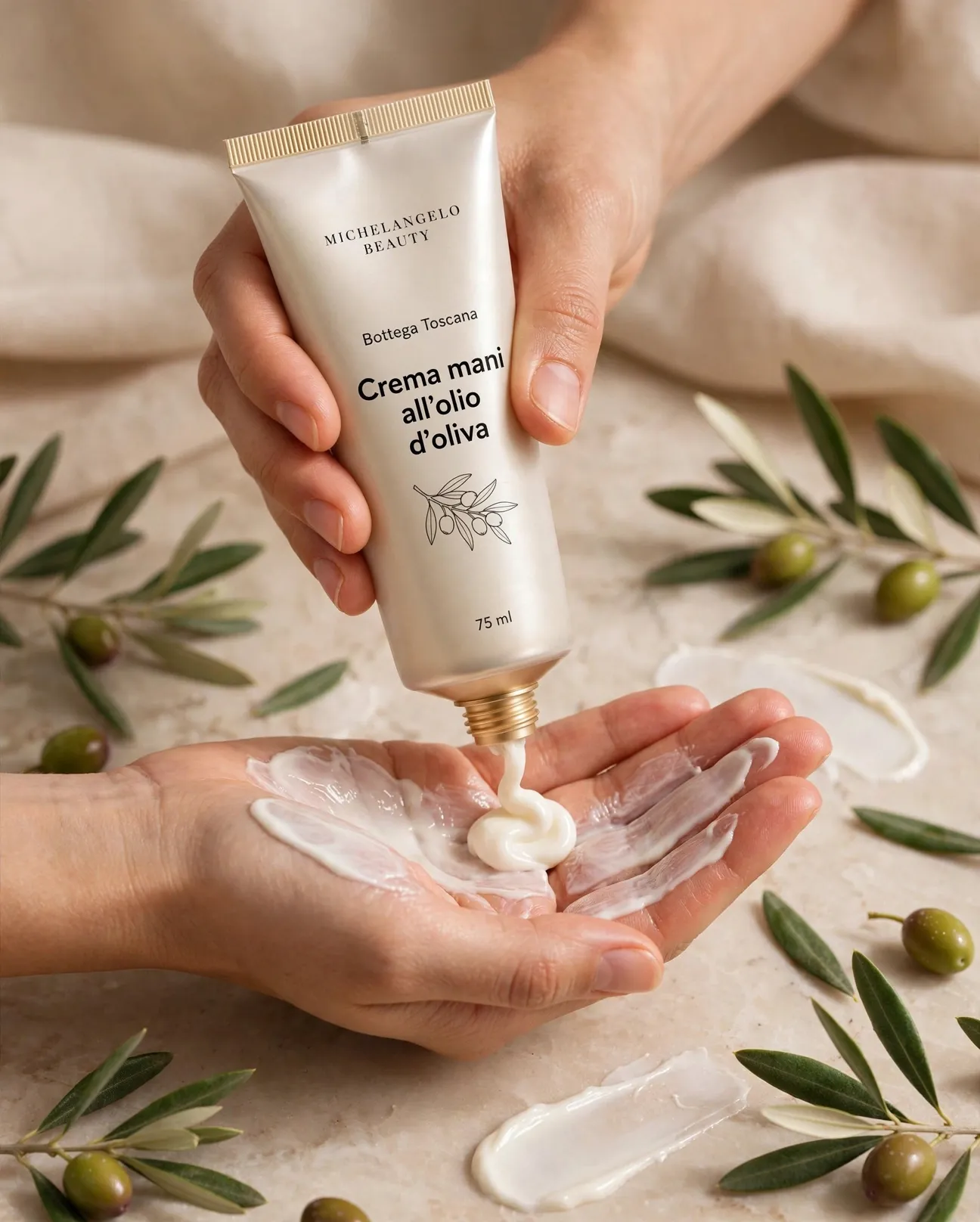 Crema mani all'olio d'oliva, dettaglio