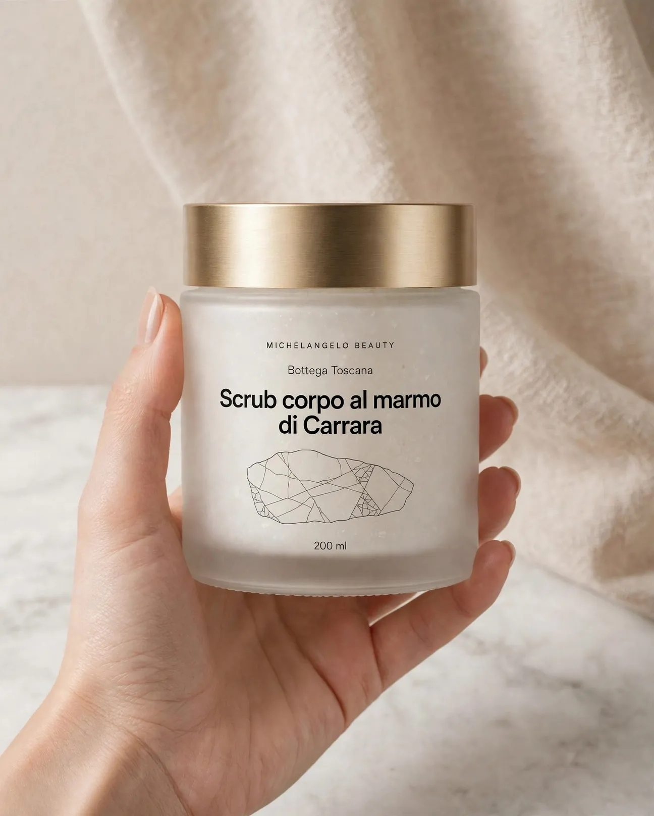 Scrub corpo al marmo di Carrara, dimensione reale 200 ml