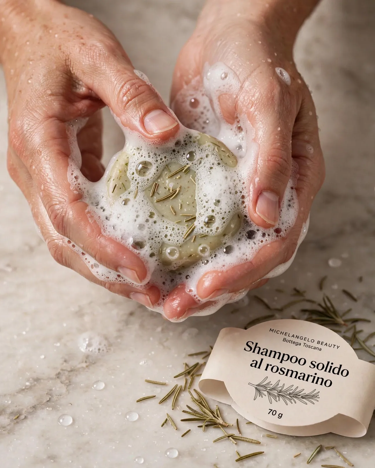 Shampoo solido al rosmarino, dettaglio