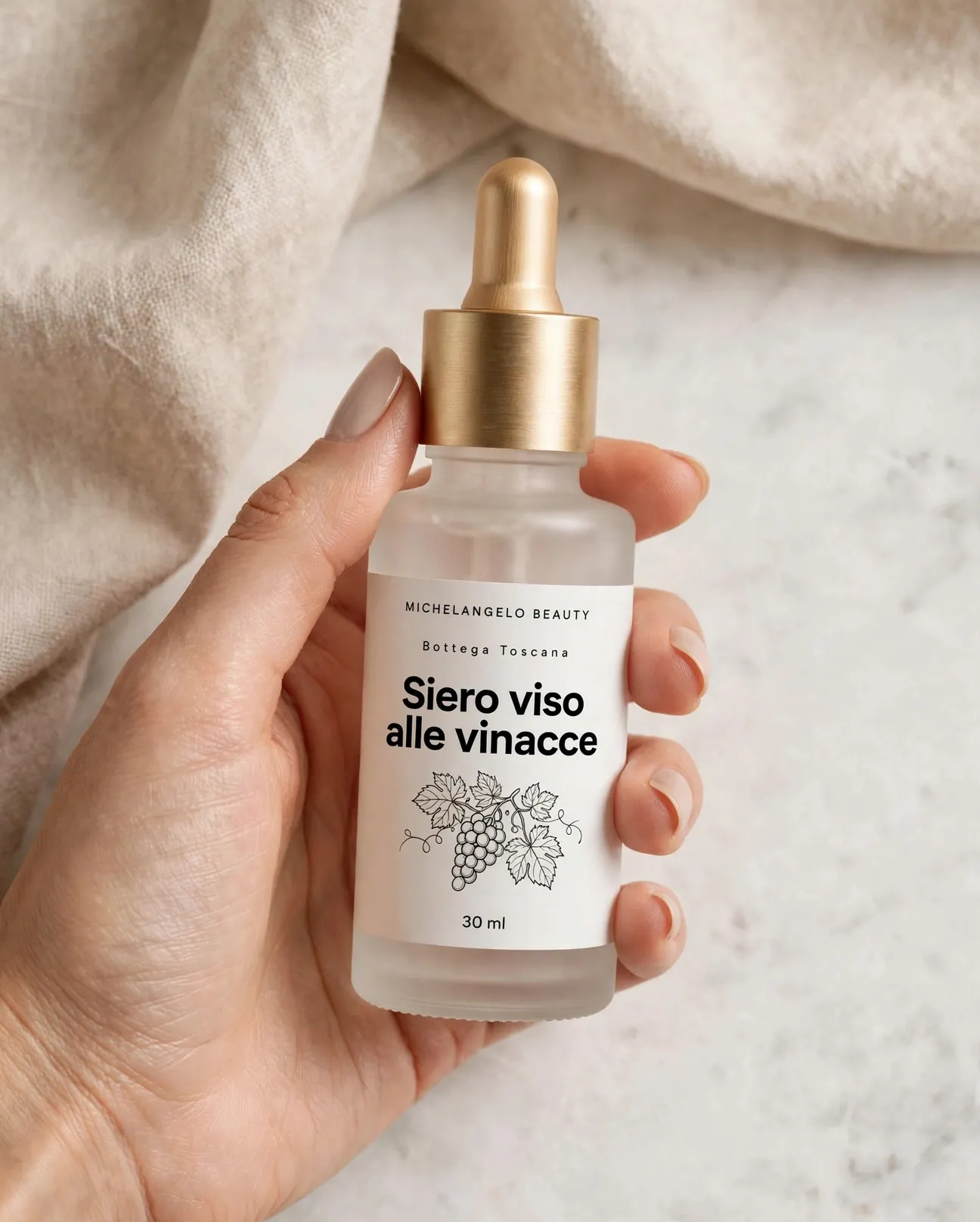 Siero viso alle vinacce, dimensione reale 30 ml
