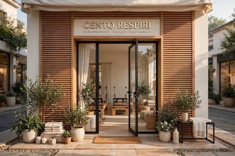 L'ingresso dello studio con l'insegna Cento Respiri