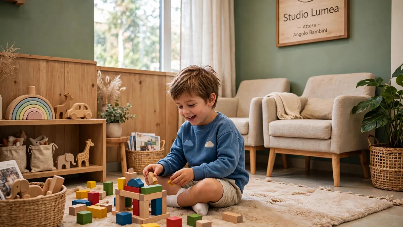 L'angolo bambini con giochi in legno